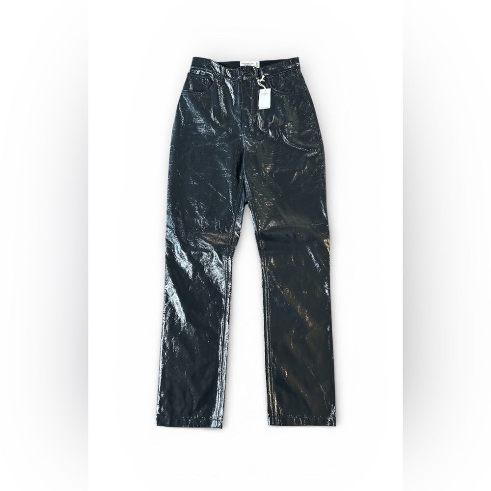 Abercrombie and Fitch 90s  ultra high rise, black vegan leather pants size 27